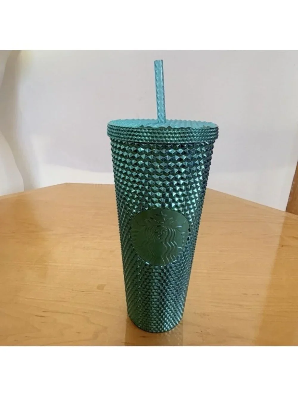 Starbucks Green Metallic Studded Tumbler 24oz Venti Cold Cup Diamond Travel